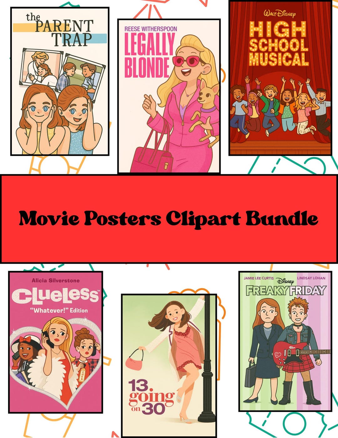 movie-posters-clipart-bundle-etsy