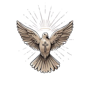 Holy Spirit Dove PNG- Christian Cross Clipart- Digital Download- Religious Symbol- Faith Printable Art