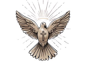 Holy Spirit Dove PNG- Christian Cross Clipart- Digital Download- Religious Symbol- Faith Printable Art