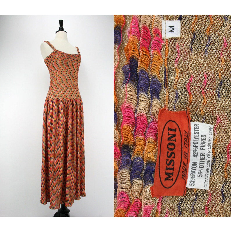 Authentic Missoni Vintage 70s Dress Made In Italy Designer image 0