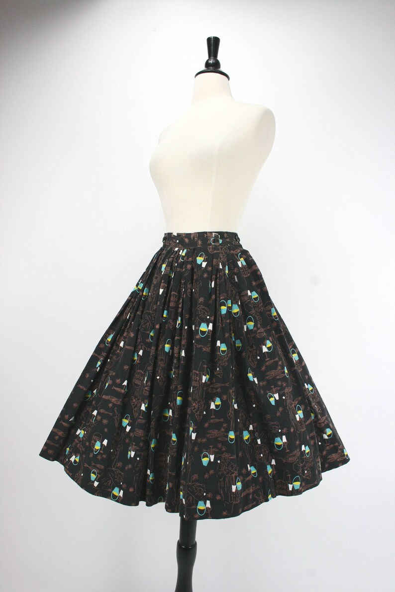 50s Vintage Skirt Full Pleats Associated American Artists | Etsy