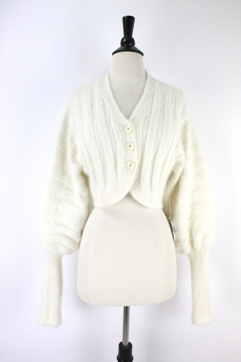 80s Vintage Angora Bolero NOS Softest Cream Sweater Pretty image 6