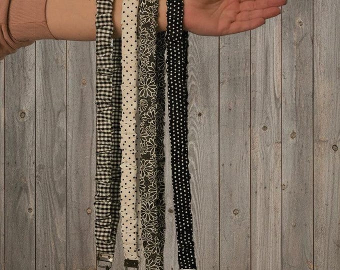 Black & White Scrunchie Lanyard - Fabric Key Chain, Badge Holder