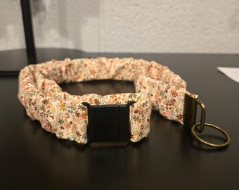 Tan Floral Breakaway Scrunchie Lanyard/Badge Holder