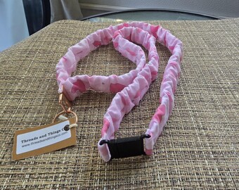 Pink Heart Scrunchie Breakaway Lanyard/Badge Holder
