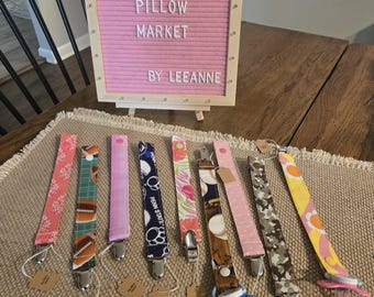Hand Sewn Pacifier Clip: Metal Clip & Plastic Snap