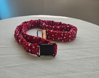 Red with Stars Scrunchie Breakaway Lanyard/Badge Holder