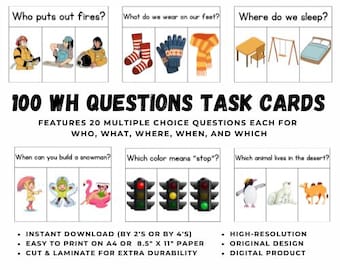 100 WH Question Flash Cards: Autism & Speech Therapy (Printable)