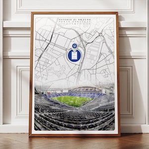 Estadio do Dragao Digitale Zeichnung, trendiges modernes Stadion Poster, Fußball-Fan Geschenk, druckbares Sport Plakat, FC Porto trendiges Dekor