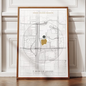 Legendarische T-Mobile Arena Stadium-poster, Vegas Golden Knights Hockey-ontwerp, cool cadeau-idee voor sportfans, minimalistisch Home Office-decor