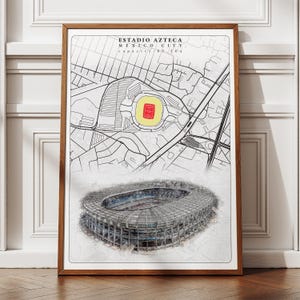 Estadio Azteca Stadium Location Art, Digital Printable Poster, Mexico City Decor, Football Fans , Unique Gift Ideas, Modern Wall Art
