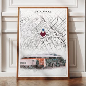 Ball Arena Stadion Poster, Einzigartiges Colorado Avalanche Dekor, Moderne Minimalistische Wandkunst mitte, Hockey Fan Geschenke für Ihn Sie