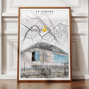 Legendäres TD Garden Stadion Poster, Boston Bruins Hockey Design, coole Geschenkidee für Sportfans, minimalistisches Zuhause, Bürodekor