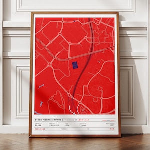 Stade Pierre-Mauroy Stadium Map Art Print: Lille Football Poster (Digital Download)