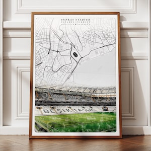 Pôster do Estádio Tupras, Arte Digital de Parede de Futebol, Pôster com o Mapa de Istambul para Imprimir, Arte Moderna para Amantes do Futebol, Ideias de Presente para Torcedores do Besiktas