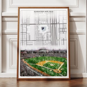 Garantierte Raten-Feld Stadion Karte Poster, Chicago White Sox Baseball Team Kunst, digitale MLB Sports Office Kunst, einzigartige Geschenkidee für Ihn Sie