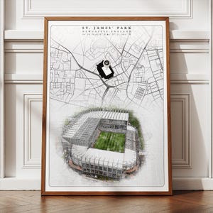St. James' Park Stadion Karte Kunstwerk, Newcastle United Fußball Poster für Innendekoration, perfektes Geschenk für Fußballfans für trendige Wandkunst