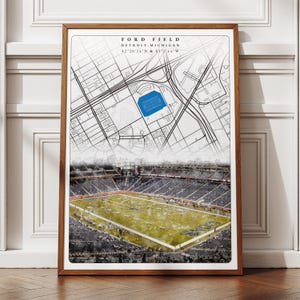Ford Field Stadium Art: Detroit Lions Fan Gift (Digital Download)