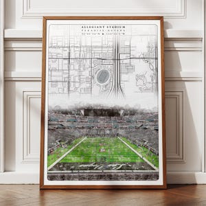Allegiant Stadion Karte Wandkunst, modernes druckbares American Football Poster, NFL Dekor für Gamer Raumdekor, herunterladbare digitale Dateien
