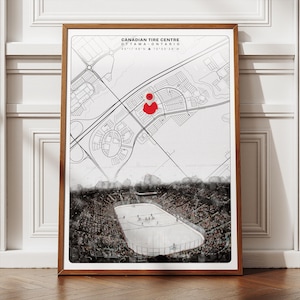 Kanadisches Reifen Zentrum Stadion Poster, Ottawa Senators Minimalistische Wandkunst, Einzigartiges Hockey Raum Dekor, Sport Fan Geschenke für Ihn Sie