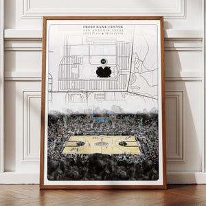 Frost Bank Center Stadion Poster, San Antonio Spurs Digitale Kunst, Mid Century Modern NBA Sport Poster, Trendige Basketball Wandkunst