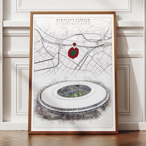 Maracanmä-Stadion Stadionkarte Kunstwerk, trendiges Fußballplakat für Innendekoration, Fußballfangeschenk für Liebhaber, Fluminense Wandkunst