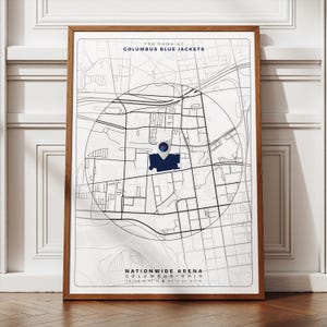 Nationale Arena Lageplan Poster, Columbus Blue Jackets Hockeykunst, digitaler Stadiondruck für Fans, Mid-Century Modern Geschenk für Sie und Ihn