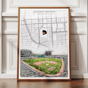 Oriole Park at Camden Yards Stadium Poster, Baltimore Orioles MLB Artwork, Baseball Wall Deco, Digital Download, Unique Gift for Him Her