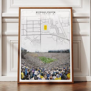 Michigan Stadium Map Poster, Wolverines Football Sports Wall Art, Unique Football Art, Instant Downloadable Art, Lovers & Fans Gift Ideas