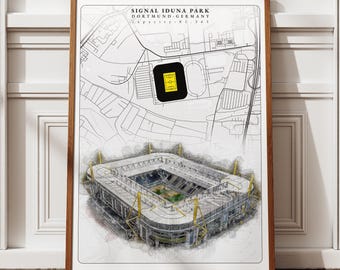 Signal Iduna Park Poster: Dortmund Stadium Map Wall Art (Digital Download)