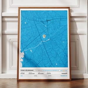 Stade Vélodrome Stadium Poster, Marseille Map Wall Art, Modern Soccer Print, Football Gift, Olympique Marseille Fan Art, Instant Download