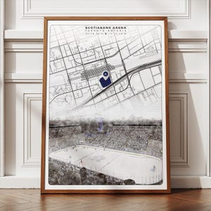 Scotiabank Arena Lageplan Poster, Toronto Maple Leafs Stadion Poster, Mitte des Jahrhunderts moderne Sportkunst, Hockeyfangeschenke für Ihn Sie