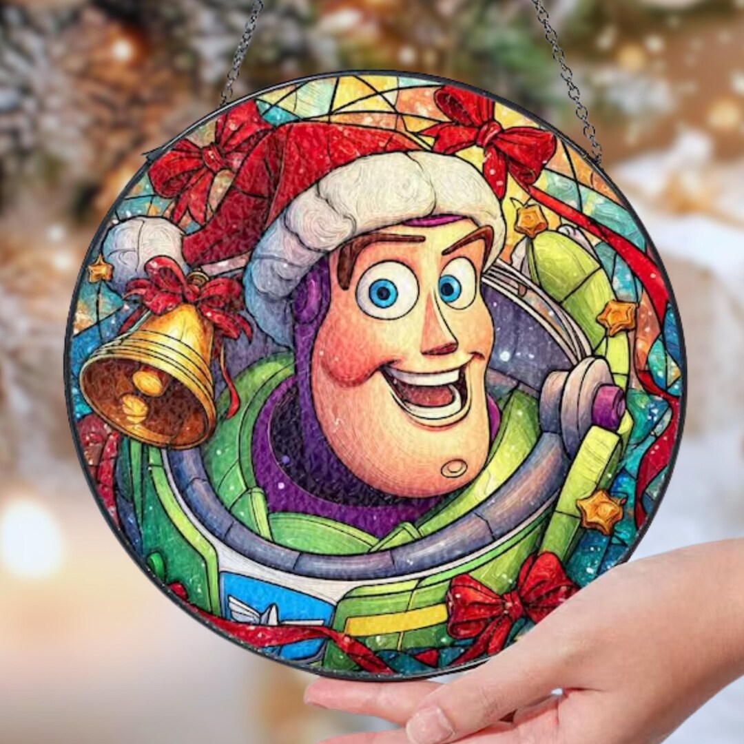 Buzz Lightyear Christmas Suncatcher, Disney Stained Glass Ornament Gift ...