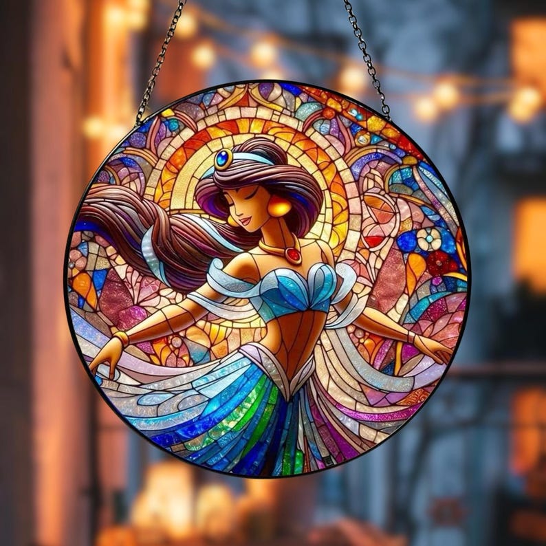 Disney Princess Jasmine Suncatcher, Aladdin Stained Glass Window ...
