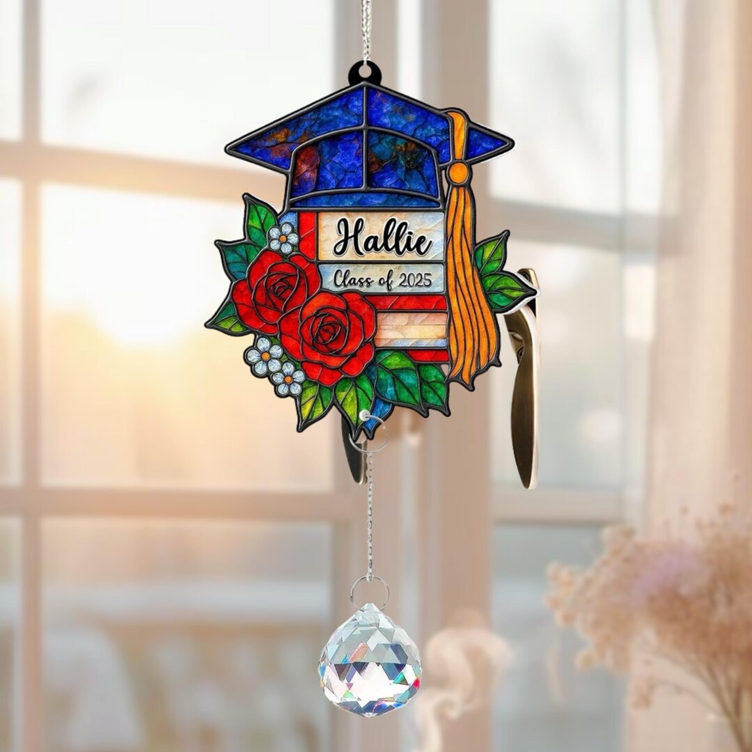 Graduation Window Display Personalized Graduation Window Hanging With Crystal Charm, Graduation ...