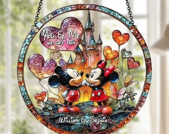 Personalized Mickey Minnie Suncatcher, You And Me We Got This Ornament, Disney Castle Love Suncatcher, Wedding Or Anniversary Gift