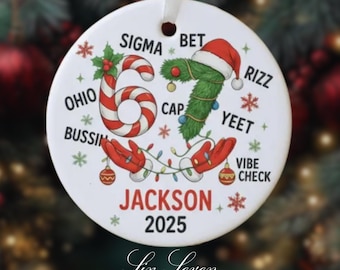 Custom Six Seven Acrylic Ornament, Funny 67 Slang Xmas Ornament for Kids and Teens, Personalized Meme Christmas Gift