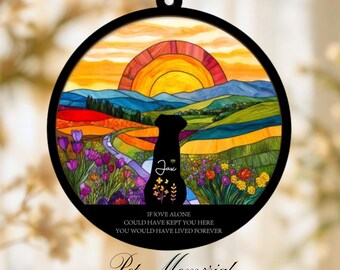 Custom Name Dog Memorial Suncatcher, Personalized Pet Remembrance Gift, Dog Loss Sympathy Window Decor, Rainbow Bridge Keepsake