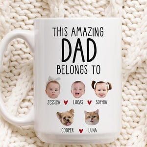 Kundenspezifisches DAD-Geschenk, benutzerdefinierte Baby-Gesichtsbecher, dieser erstaunliche Vater gehört Becher, Opa-Geburtstagsbecher, personalisierter Enkel-Fotobecher