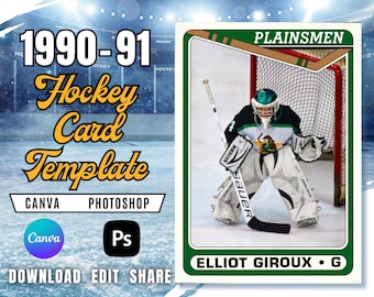 Plantilla de tarjeta de hockey retro 1990-91 / Descarga en Canva y PSD