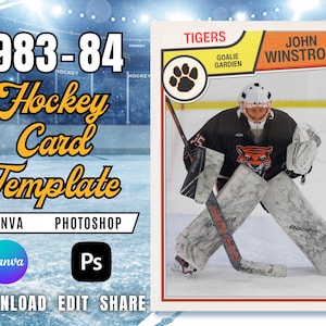 1983-84 Vintage Hockey Kartenvorlage | Anpassbare Canva & PSD | O-Pee-Chee Topps Stil | Zweisprachig Englisch/Französisch | DIY Sport Card Geschenk