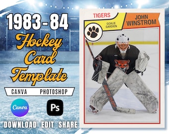 Plantilla de tarjeta de hockey 1983-84 / Estilo O-Pee-Chee (Canva y PSD)