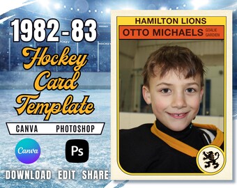 Plantilla de tarjeta de hockey 1982-83 / Estilo O-Pee-Chee (Canva y PSD)