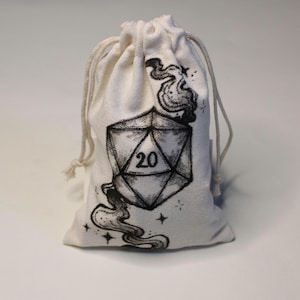 Dungeons and Dragons Dice Bag, Custom Character Class D20 Design