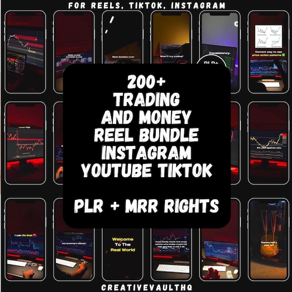 200+ Faceless Trading Video Reels (Finance, Crypto, Forex & Stocks) | MP4 Bundle with MRR + PLR | Social Media Content Creation