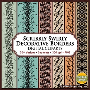 Scribbly Swirly Borders Clipart [Digital Download]