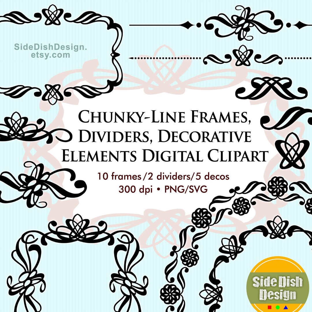 Chunky-line Frames, Dividers, Decorative Elements Digital Clipart ...