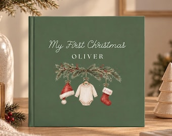 Personalized Baby First Christmas Photo Book, Custom Holiday Memory Album