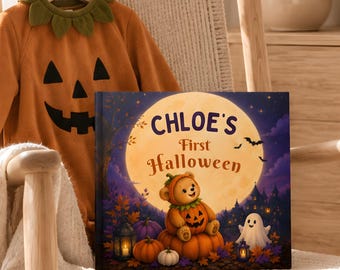 First Halloween Personalized Book 1st Halloween Gift Custom Name Storybook Baby Girl Boy Newborn Toddler Trick or Treat Keepsake