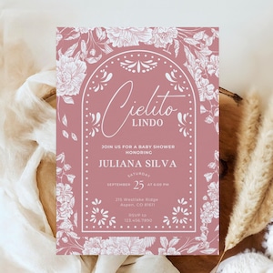Cielito Lindo Baby Shower Invitation Girl Mexican Talavera Theme Baby Shower Canva Invite Papel Picado Baby Sprinkle Invite Editable Invite
